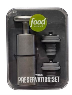 Food Network Wine Bottle Stopper & Preservation Set Home Decor Food Storage
